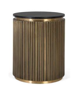 Mesa Redonda Auxiliar de 50 cm Negro Oro - Serie Aboiat