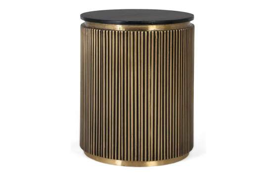 Mesa Redonda Auxiliar de 50 cm Negro Oro - Serie Aboiat