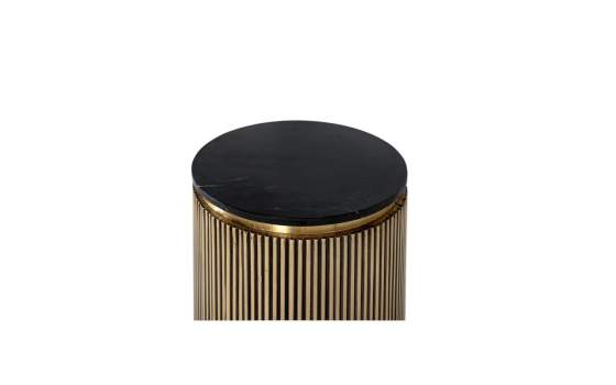 Mesa Redonda Auxiliar de 50 cm Negro Oro - Serie Aboiat