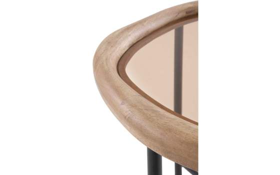 Mesa Redonda Auxiliar Madera y Metal con Cristal - Serie Anlet