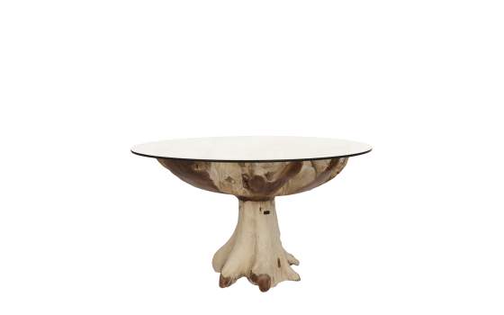 Mesa Redonda Comedor Tronco Madera de Teca 150 cm Serie Arestar