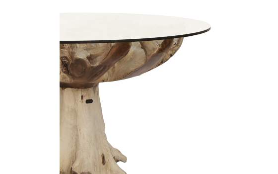 Mesa Redonda Comedor Tronco Madera de Teca 150 cm Serie Arestar