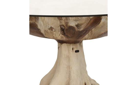 Mesa Redonda Comedor Tronco Madera de Teca 150 cm Serie Arestar