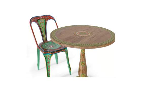 Mesa Redonda Diseño Oriental Pintada Serie Deais