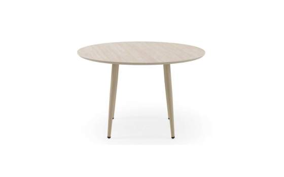 Mesa redonda exterior aluminio ceramica travertino Azpary