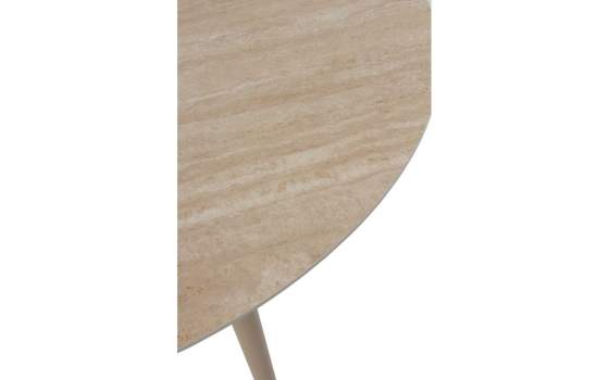 Mesa redonda exterior aluminio ceramica travertino Azpary