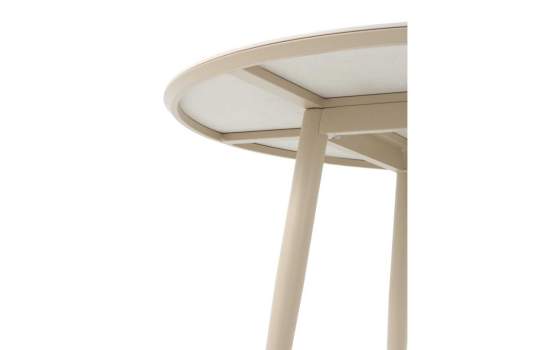 Mesa redonda exterior aluminio ceramica travertino Azpary