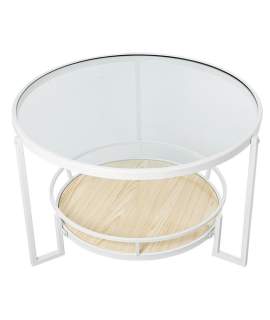 Mesa Redonda Metalica Moderna en Blanca Cristal Alaraz