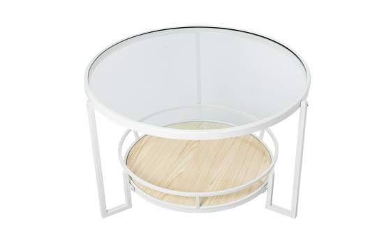 Mesa Redonda Metalica Moderna en Blanca Cristal Alaraz