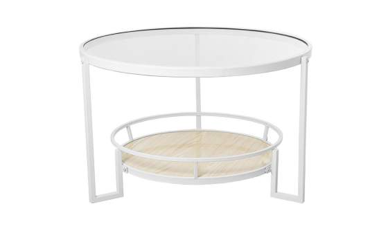 Mesa Redonda Metalica Moderna en Blanca Cristal Alaraz