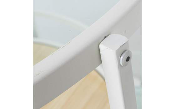 Mesa Redonda Metalica Moderna en Blanca Cristal Alaraz