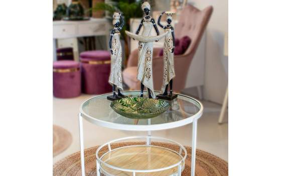 Mesa Redonda Metalica Moderna en Blanca Cristal Alaraz