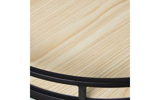 Mesa Redonda Metalica Moderna Negra con Cristal Alaraz