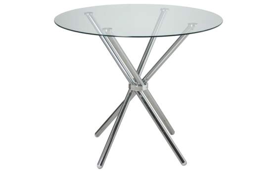Mesa Redonda Patas Tubo de Acero y Cristal Serie Adarian