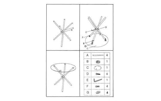 Mesa Redonda Patas Tubo de Acero y Cristal Serie Adarian