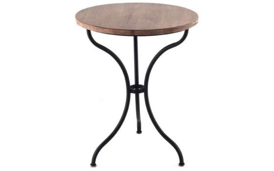 Mesa Redonda Pie de Forja Tapa Madera Industrial Artanst
