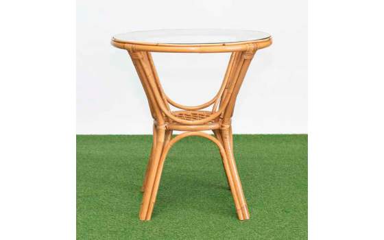 Mesa Redonda Rattan Natural 70 Cm Diametro Serie Arismas