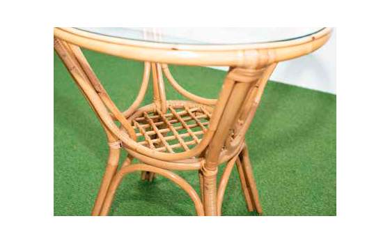 Mesa Redonda Rattan Natural 70 Cm Diametro Serie Arismas