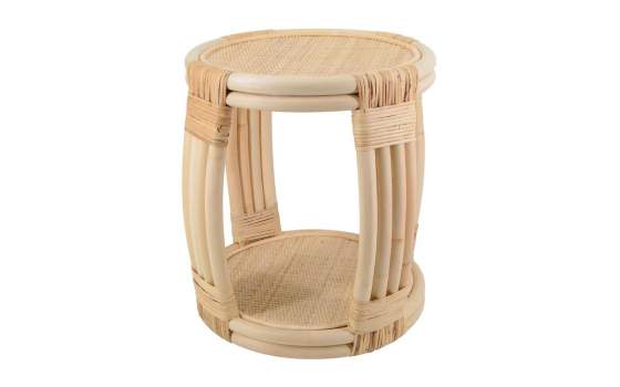 Mesa Redonda Rattan Natural y Rejilla Serie Arcosk