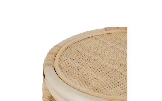 Mesa Redonda Rattan Natural y Rejilla Serie Arcosk