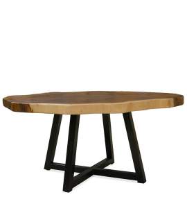 Mesa Redonda Rustica Tronco de Suar y Forja - Serie Arcales