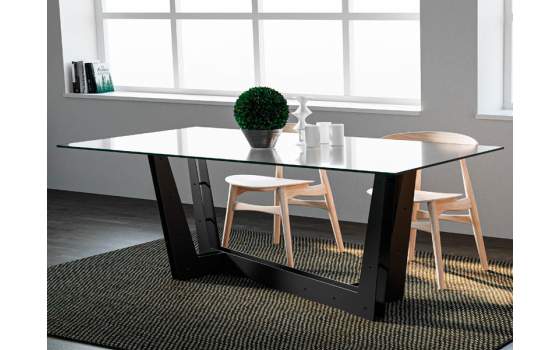 Mesa Salon Acero Cristal Moderna Barcelona Serie Anthon