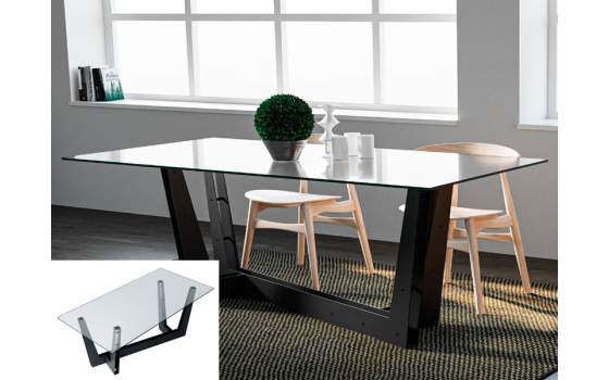 Mesa Salon Acero Cristal Moderna Barcelona Serie Anthon