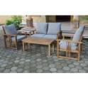 Mesa Sofa y 2 Sillones con Cojines Teca Serie Tirena