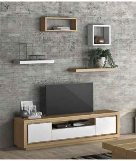 Mesa Television Bicolor Blanco Roble Amkera