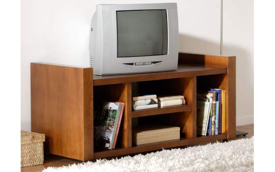 Mueble TV colonial con ruedas madera de castaño