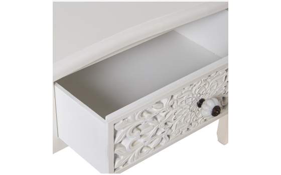 Mesa Tocador Blanca Clasica 2 Cajones Tallados Serie Trados