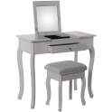 Mesa Tocador Blanca con Taburete Espejo y Joyero Serie Aringer