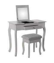 Mesa Tocador Blanca con Taburete Espejo y Joyero Serie Aringer