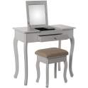 Mesa Tocador Clasica con Espejo y Joyero Blanco Serie Aringer