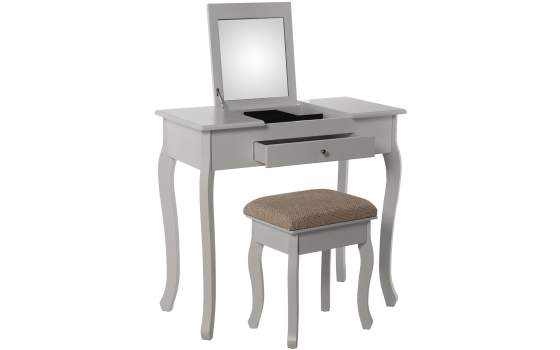 Mesa Tocador Clasica con Espejo y Joyero Blanco Serie Aringer