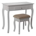 Mesa Tocador Clasica con Espejo y Joyero Blanco Serie Aringer