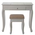 Mesa Tocador Clasica con Espejo y Joyero Blanco Serie Aringer