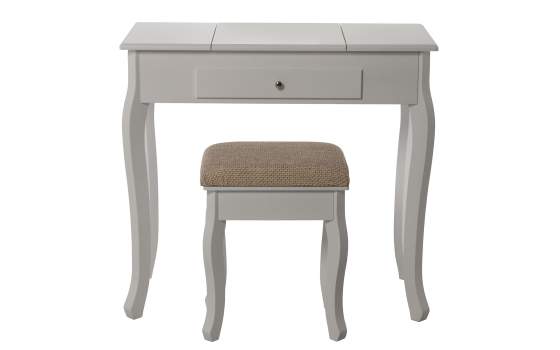 Mesa Tocador Clasica con Espejo y Joyero Blanco Serie Aringer