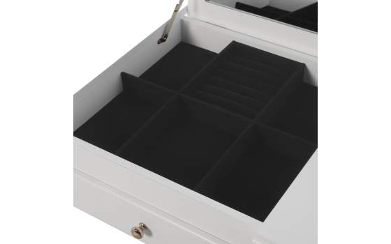 Mesa Tocador Clasica con Espejo y Joyero Blanco Serie Aringer