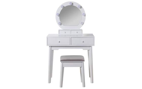Mesa Tocador con Taburete Color Blanco Luz Led Aringer