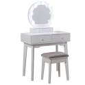 Mesa Tocador con Taburete Color Blanco Luz Led Aringer