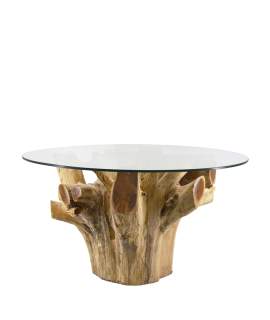 Mesa Tronco Madera Raices de Teca 80 cm Serie Arestar