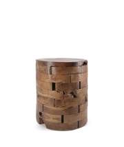 Mesa Trozos Madera de Teca Color Avellana Serie Audoyn