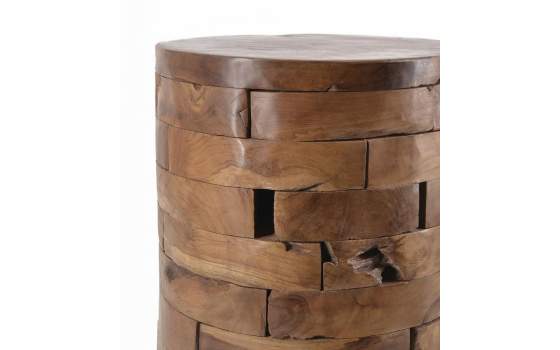Mesa Trozos Madera de Teca Color Avellana Serie Audoyn