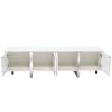 Mesa TV Salon Moderno Blanco 4 Puertas Acanaladas Aisain