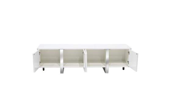 Mesa TV Salon Moderno Blanco 4 Puertas Acanaladas Aisain