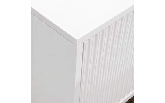 Mesa TV Salon Moderno Blanco 4 Puertas Acanaladas Aisain