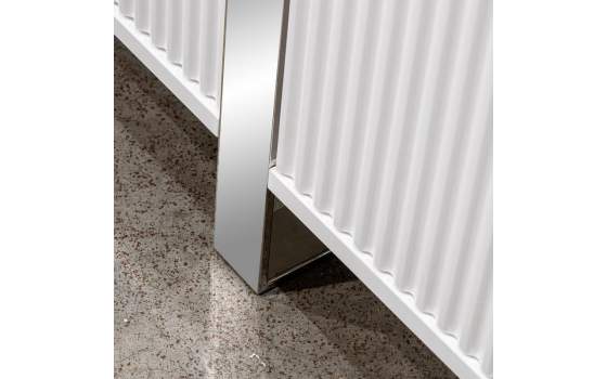 Mesa TV Salon Moderno Blanco 4 Puertas Acanaladas Aisain