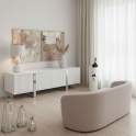 Mesa TV Salon Moderno Blanco 4 Puertas Acanaladas Aisain