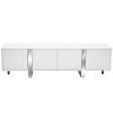 Mesa TV Salon Moderno Blanco 4 Puertas Acanaladas Aisain